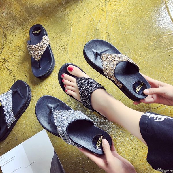 ms. flip-flops wedge summer new platform platform shoes sequins rhinestone sandals and slippers fashion outer wear flops, Black;grey
ms. flip-flops wedge summer new platform platform shoes sequins rhinestone sandals and slippers fashion outer wear flops, Black;grey