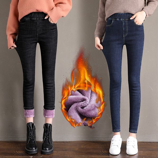 black blue winter warm thicken denim pencil pants women fleece jeans pants elastic wasit solid trouser streetpants p9266
black blue winter warm thicken denim pencil pants women fleece jeans pants elastic wasit solid trouser streetpants p9266