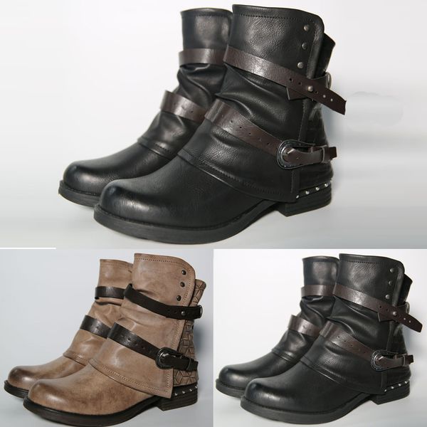 women's boots female ankle shoes leather western cowboy style buckle ankle boots heel large size side zipper casual shoes, Black
women's boots female ankle shoes leather western cowboy style buckle ankle boots heel large size side zipper casual shoes, Black