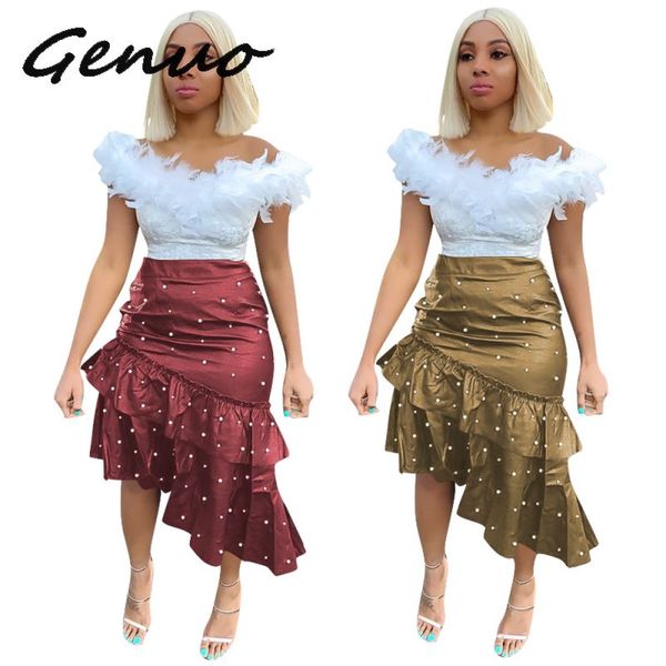 genuo 2019 new wear beading pearls high waist irregular ruffles mermaid knee length midi bodycon skirts fashion vestidos, Black
genuo 2019 new wear beading pearls high waist irregular ruffles mermaid knee length midi bodycon skirts fashion vestidos, Black