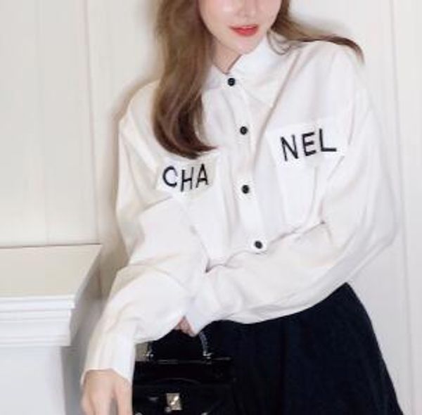 2019 new women 039 de ign fa hion white color turn down collar letter embroidery pocket decoration blou e hirt l
2019 new women 039 de ign fa hion white color turn down collar letter embroidery pocket decoration blou e hirt l