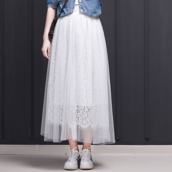 2019 summer autumn new white black fashion lace mesh ball gown skirts women midi pleated casual party high waist long maxi skirt
2019 summer autumn new white black fashion lace mesh ball gown skirts women midi pleated casual party high waist long maxi skirt