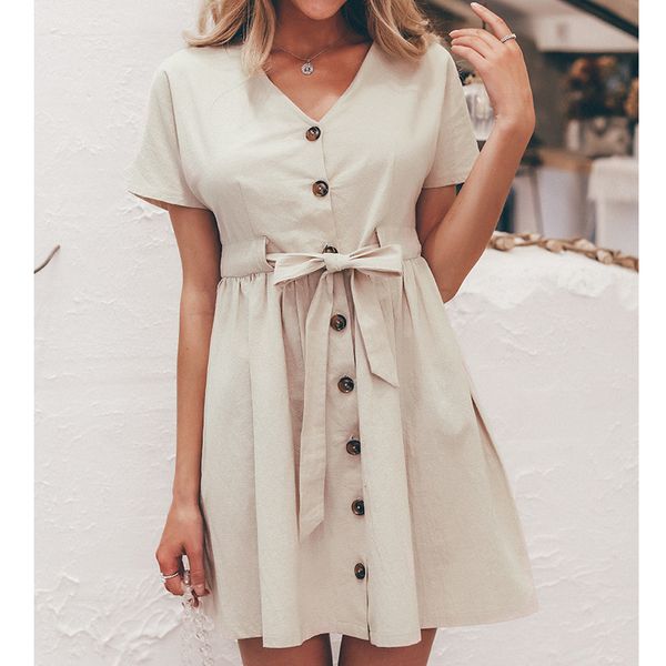 women summer dress v neck short sleeve button holiday party mini dress summer dresses 2019 beach dresses vestidos de verano new, Black;gray
women summer dress v neck short sleeve button holiday party mini dress summer dresses 2019 beach dresses vestidos de verano new, Black;gray
