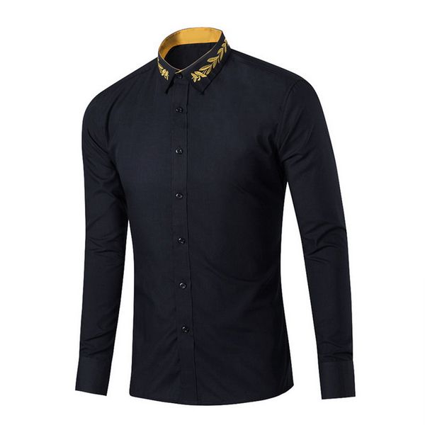 fashion fashion gold embroidery men shirt brand long sleeve slim fit cotton male shirts casual solid stand collar men shirt, White;black
fashion fashion gold embroidery men shirt brand long sleeve slim fit cotton male shirts casual solid stand collar men shirt, White;black