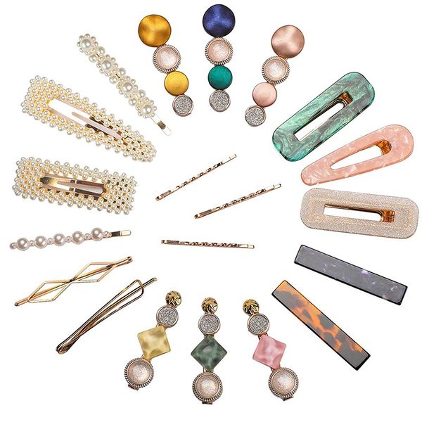 fashion hair clips set - 20pcs korean style pearls barrettes sweet artificial macaron acrylic resin hair hairpins hollow geometr, Golden;white
fashion hair clips set - 20pcs korean style pearls barrettes sweet artificial macaron acrylic resin hair hairpins hollow geometr, Golden;white