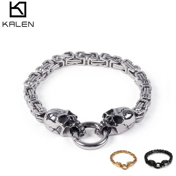 royal link chain bracelet men stainless steel silver/gold/black double skull head charm bracelets jewelry
royal link chain bracelet men stainless steel silver/gold/black double skull head charm bracelets jewelry