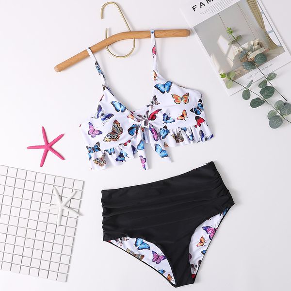 fashion women's swimwear summer new bikini swimsuit double-sided sling butterfly print split bikini swimsuit size s-xl, White;black
fashion women's swimwear summer new bikini swimsuit double-sided sling butterfly print split bikini swimsuit size s-xl, White;black