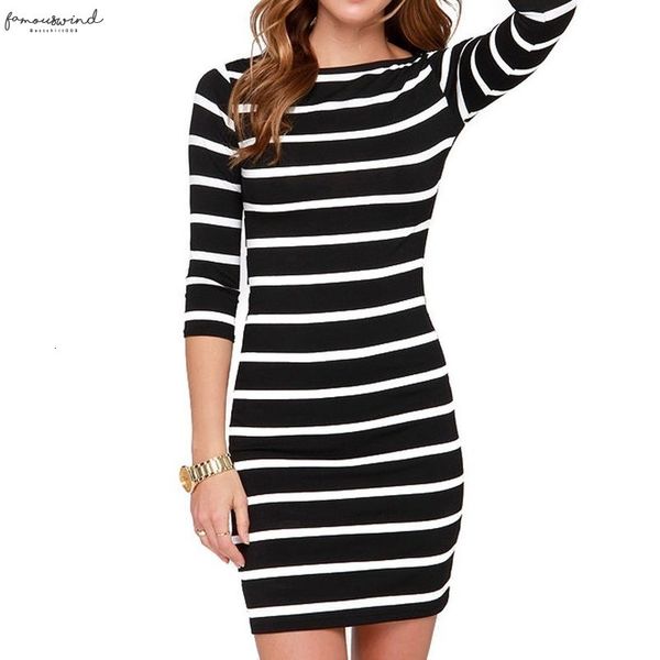 new spring and autumn models women fashion black and white stripes long sleeves slim plus size casual dress, Black;gray
new spring and autumn models women fashion black and white stripes long sleeves slim plus size casual dress, Black;gray