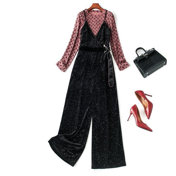 fashionable suit women 2019 autumn golden-velvet back-band long-sleeved t-shirt 2 piece set women, White
fashionable suit women 2019 autumn golden-velvet back-band long-sleeved t-shirt 2 piece set women, White