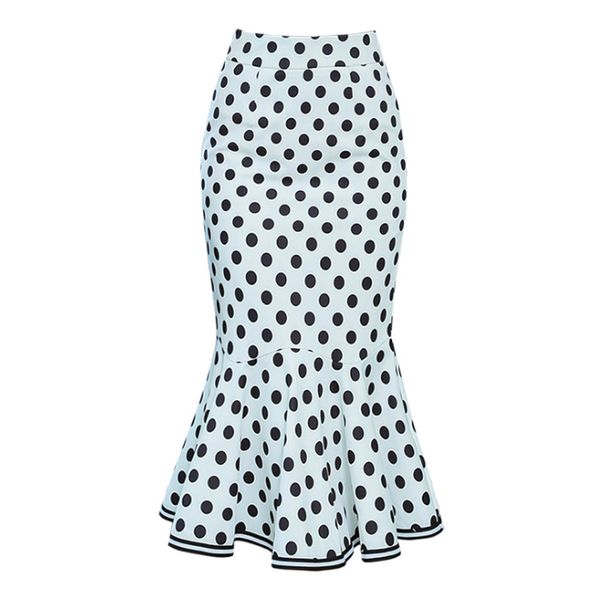 women polka dot maxi skirt white high waist sheath stretch vintage party midi skirts office lady hips wrap bodycon mermaid skirt, Black
women polka dot maxi skirt white high waist sheath stretch vintage party midi skirts office lady hips wrap bodycon mermaid skirt, Black