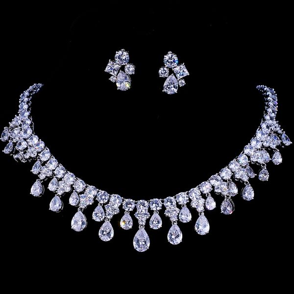 emmaya zircons white gold color cubic zirconia bridal wedding necklace and earring sets party gift, Slivery;golden
emmaya zircons white gold color cubic zirconia bridal wedding necklace and earring sets party gift, Slivery;golden