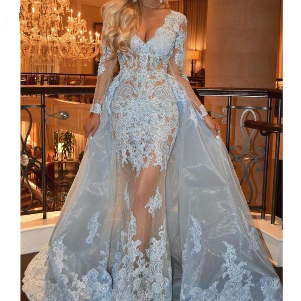 sky blue muslim evening dresses 2019 mermaid v-neck long sleeves tulle lace dubai saudi arabic long evening gown prom dress, White;black
sky blue muslim evening dresses 2019 mermaid v-neck long sleeves tulle lace dubai saudi arabic long evening gown prom dress, White;black
