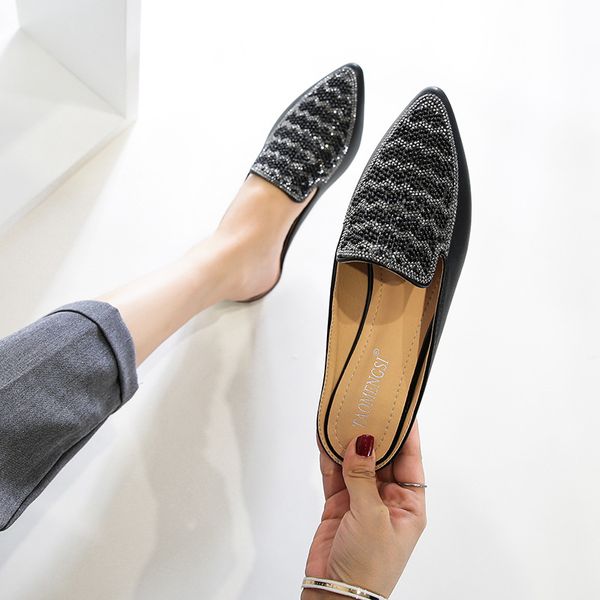 pointed toe mules women rhinestone flats slippers slip on shoes flat mule comfortable loafers shallow slides zapatos mujer, Black
pointed toe mules women rhinestone flats slippers slip on shoes flat mule comfortable loafers shallow slides zapatos mujer, Black