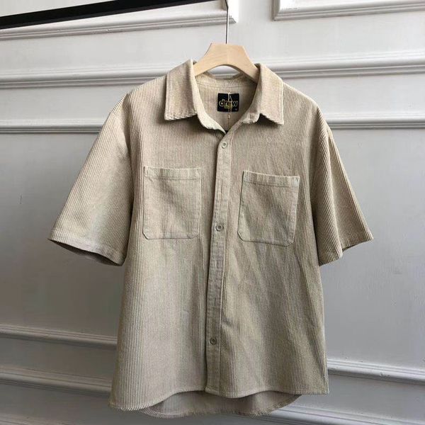 2020 new corduroy tooling short-sleeve shirt men women streetwear casual apricot pocket shirts, White;black
2020 new corduroy tooling short-sleeve shirt men women streetwear casual apricot pocket shirts, White;black