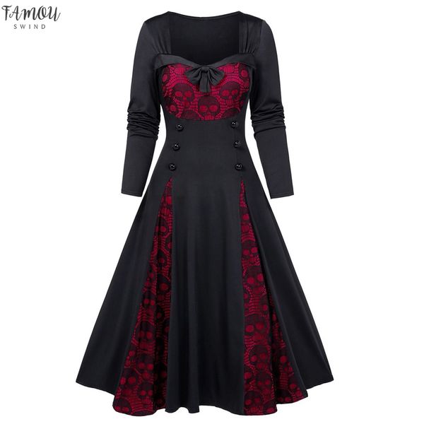 2020 fall gothic dress women plus size 5xl halloween skull lace smock button bowknot dress wine red black green purple tunic#g7, Black;gray
2020 fall gothic dress women plus size 5xl halloween skull lace smock button bowknot dress wine red black green purple tunic#g7, Black;gray