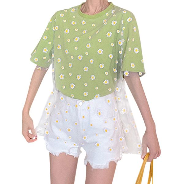 daisy футболка для tops лета женщин корейского сыпучие daisy mesh строчок с коротким рукавом, White
daisy футболка для tops лета женщин корейского сыпучие daisy mesh строчок с коротким рукавом, White