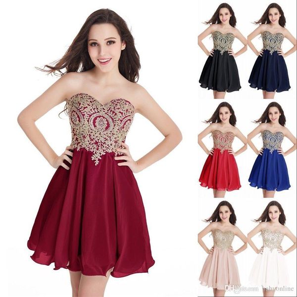 babyonlinedress backless gold lace cocktail dresses 2020 elegant sweetheart neck chiffon short evening party prom gowns cps406, Black
babyonlinedress backless gold lace cocktail dresses 2020 elegant sweetheart neck chiffon short evening party prom gowns cps406, Black