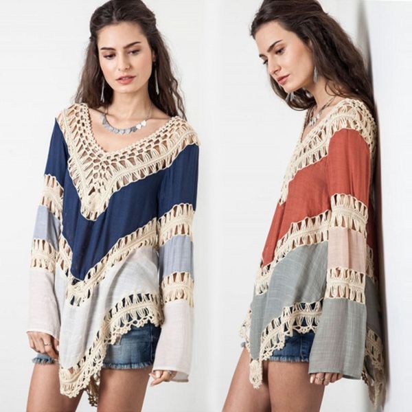hollow out long sleeve lace up patchwork women cover up beachwear sunwear casual loose tassel crochet t shirt top
hollow out long sleeve lace up patchwork women cover up beachwear sunwear casual loose tassel crochet t shirt top