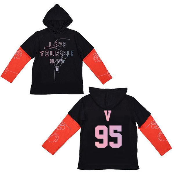 new kpop bts bangta kpop bts love yourself tear album thin hoodie cotton hoodies with hat stitching contrast sleeve sweatshirts, Black
new kpop bts bangta kpop bts love yourself tear album thin hoodie cotton hoodies with hat stitching contrast sleeve sweatshirts, Black