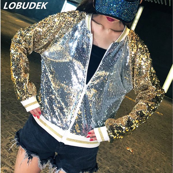 spring lady gold silver sequins zipper baseball jackets bling sequins loose coat autumn female streetwear fashion casual outwear, Black;brown
spring lady gold silver sequins zipper baseball jackets bling sequins loose coat autumn female streetwear fashion casual outwear, Black;brown