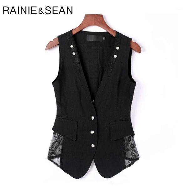 rainie sean women vest plus size 4xl black linen lace summer waistcoats fashion slim fit brand sleeveless short vest jacket, Black;white
rainie sean women vest plus size 4xl black linen lace summer waistcoats fashion slim fit brand sleeveless short vest jacket, Black;white
