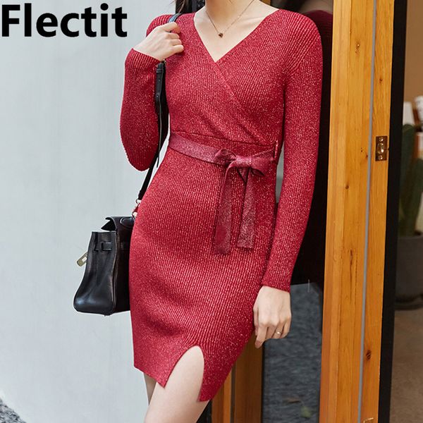 flectit long sleeve v-neck belted knit midi dress with metallic thread women bodycon party club dress for 40-64kg, Black;gray
flectit long sleeve v-neck belted knit midi dress with metallic thread women bodycon party club dress for 40-64kg, Black;gray