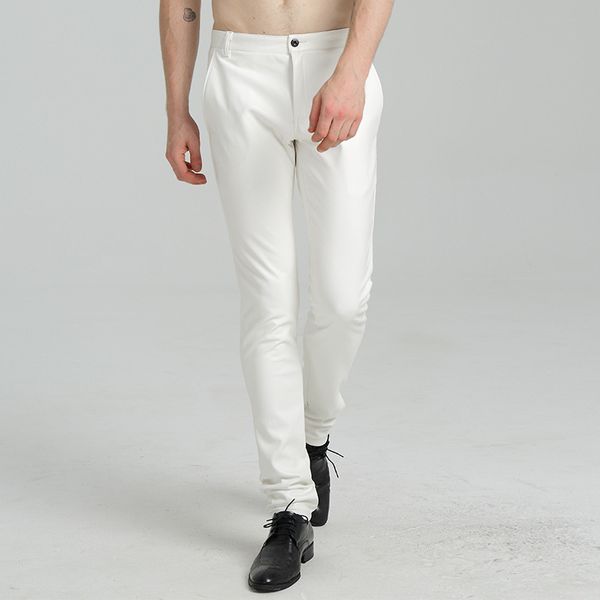 spring thin youth leather pants men's slim feet nightclub tight-fitting motorcycle pu leather pants white hip hop streetwear, Black
spring thin youth leather pants men's slim feet nightclub tight-fitting motorcycle pu leather pants white hip hop streetwear, Black
