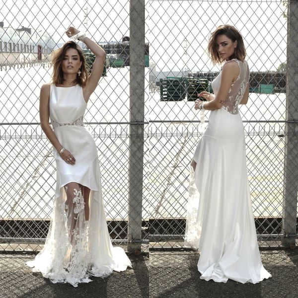 simple satin mermaid wedding dresses lace appliqued jewel neck sweep train country bridal gowns custom made beach wedding dress, White
simple satin mermaid wedding dresses lace appliqued jewel neck sweep train country bridal gowns custom made beach wedding dress, White
