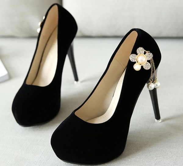 2019 women's shoes in spring and autumn with new style high heel fine heel round head waterproof table suede @2303, Black
2019 women's shoes in spring and autumn with new style high heel fine heel round head waterproof table suede @2303, Black