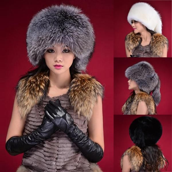 warm winter tail beanie beret cap womens faux fur ear earflap hat, Blue;gray