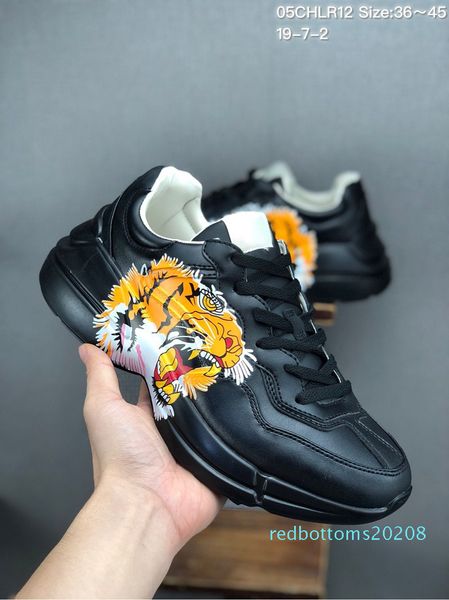 2019 rhyton leather sneaker mens designer shoes with strawberry wave mouth tiger print vintage trainer women designer shoes r08, Black
2019 rhyton leather sneaker mens designer shoes with strawberry wave mouth tiger print vintage trainer women designer shoes r08, Black