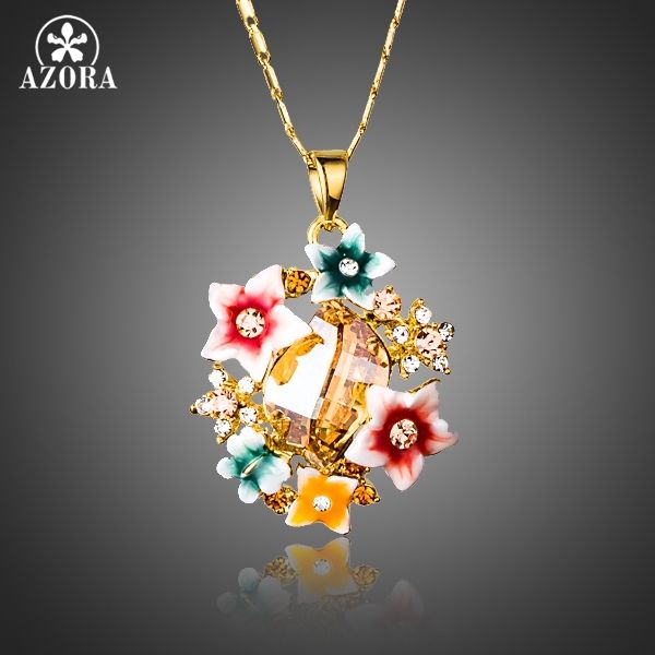 azora multicolour gorgeous gold color flower stellux austrian crystal oil painting pattern pendant necklace tn0174, Silver
azora multicolour gorgeous gold color flower stellux austrian crystal oil painting pattern pendant necklace tn0174, Silver