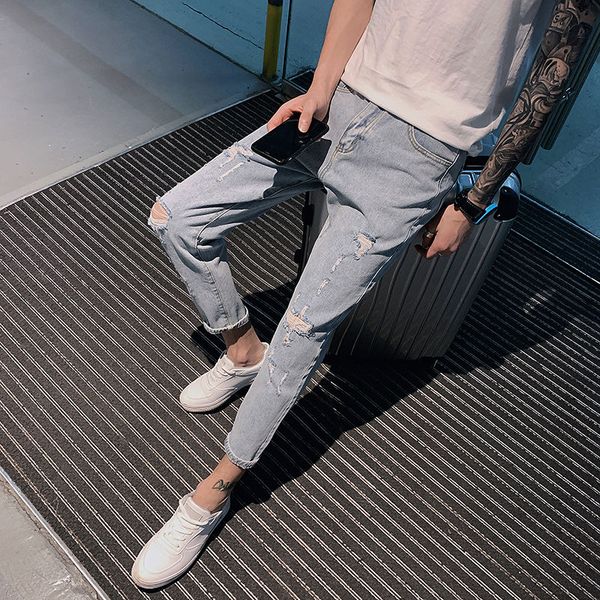 men's jeans 2020 summer new slim, solid color, , nine-minute pants, small leg pants, jeans, casual young men's wear, Blue
men's jeans 2020 summer new slim, solid color, , nine-minute pants, small leg pants, jeans, casual young men's wear, Blue