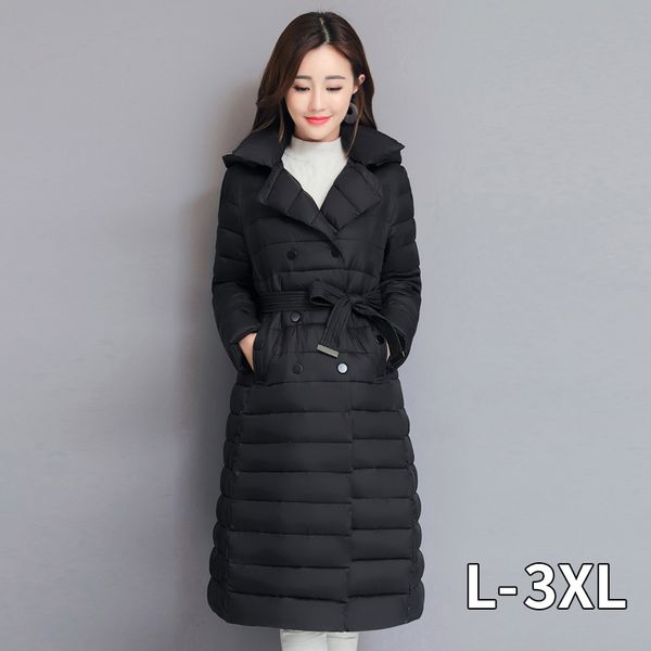 2019 turn down collar winter parkas women padded breasted buttons ladies long parka outwear warm coat, Black
2019 turn down collar winter parkas women padded breasted buttons ladies long parka outwear warm coat, Black