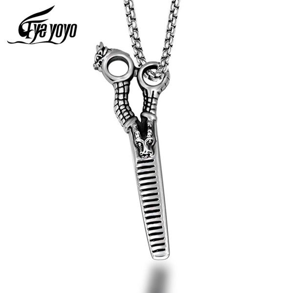 eyeyoyo dragon scissors titanium steel pendant men's hair stylist personality creative necklace, Silver
eyeyoyo dragon scissors titanium steel pendant men's hair stylist personality creative necklace, Silver