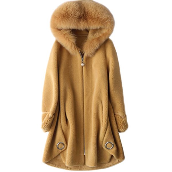 real fur coat female wool jacket fox fur collar autumn winter coat women clothes 2020 korean vintage sheep shearling zt4528, Black
real fur coat female wool jacket fox fur collar autumn winter coat women clothes 2020 korean vintage sheep shearling zt4528, Black