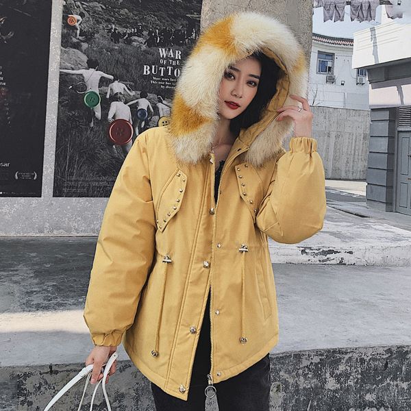 winter jacket women parka large fur collar hooded coat plus size warm wadded outwear pp247, Tan;black
winter jacket women parka large fur collar hooded coat plus size warm wadded outwear pp247, Tan;black