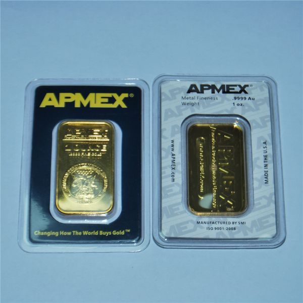 

24gold plated apmex argor hereaus rcm 1 ounce fine gold 999.9 plated bar dhl 10pcs/lot