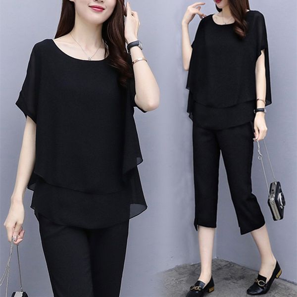 summer women's sets casual loose chiffon blouse pullover shirt+calf length harem pants trousers two piece suits plus size, White
summer women's sets casual loose chiffon blouse pullover shirt+calf length harem pants trousers two piece suits plus size, White