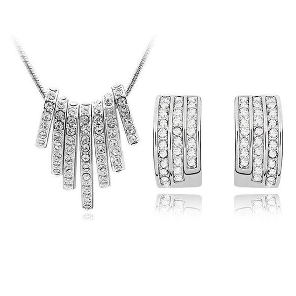 18k white gold plated stripe austrian crystal necklace earrings wedding jewelry set for women luxury noble design bridal diamond jewelry set, Silver
18k white gold plated stripe austrian crystal necklace earrings wedding jewelry set for women luxury noble design bridal diamond jewelry set, Silver