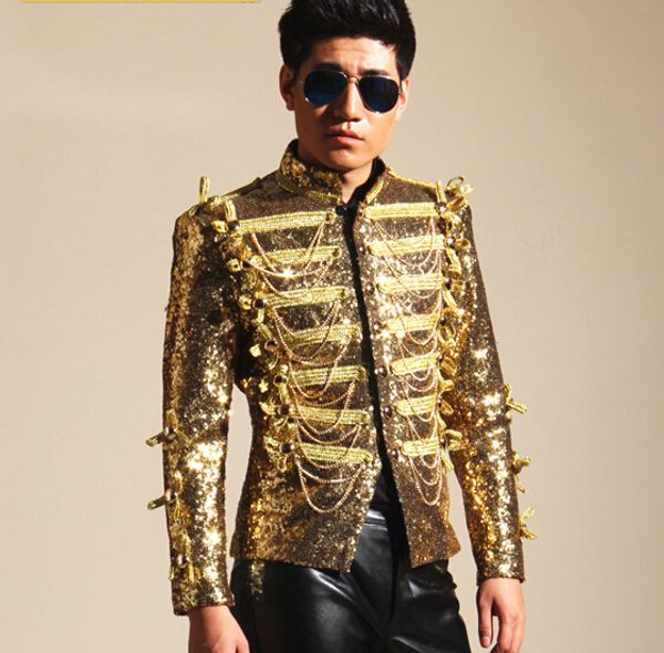 gold sequins tassel jacket male singers jacket mens fashion dj ds bar nightclub costume outerwear blazer light outfit, Black;brown
gold sequins tassel jacket male singers jacket mens fashion dj ds bar nightclub costume outerwear blazer light outfit, Black;brown