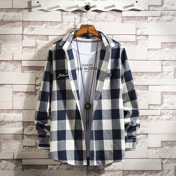 men's shirts casual fashion business plaid printing loose long sleeve shirt blouse males social shirts m50#, White;black
men's shirts casual fashion business plaid printing loose long sleeve shirt blouse males social shirts m50#, White;black