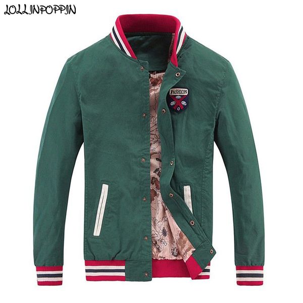 mens green baseball jacket stand collar striped bottom embroidery badge college varsity jackets printed lining, Black;brown
mens green baseball jacket stand collar striped bottom embroidery badge college varsity jackets printed lining, Black;brown