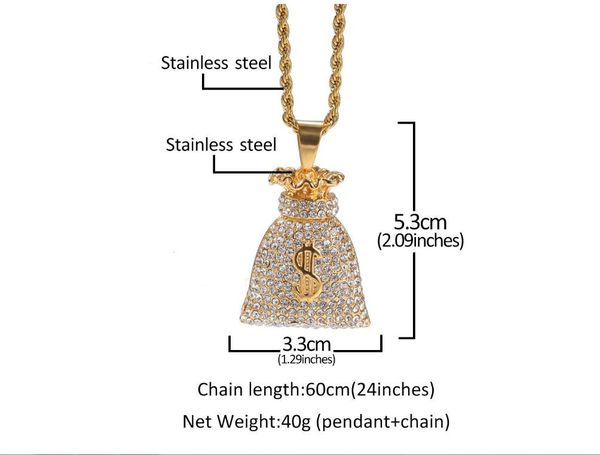 designer hip hop stainless steel diamond dollar purse gold-plated necklace pendant jewelry fashion personality exaggeration pendant necklace, Silver
designer hip hop stainless steel diamond dollar purse gold-plated necklace pendant jewelry fashion personality exaggeration pendant necklace, Silver
