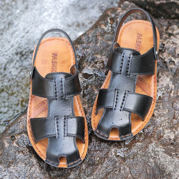 2019 new creative trend men's shoes men's leather large size anti-slip sandals and slippers men's sandals sandalias hombre, Black
2019 new creative trend men's shoes men's leather large size anti-slip sandals and slippers men's sandals sandalias hombre, Black