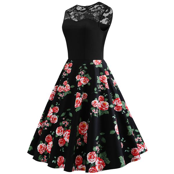 2019 elegant vintage bandage women lace stitching retro black peony print high waist strapless shoulder sleeveless dress, Black;gray
2019 elegant vintage bandage women lace stitching retro black peony print high waist strapless shoulder sleeveless dress, Black;gray