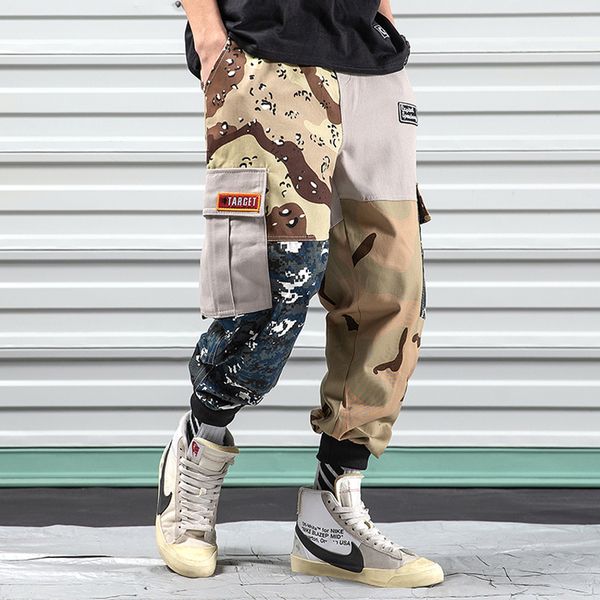 men's camouflage splice joggers pants 2019 men ribbons cotton cargo pant trousers elastic waist harem pant men, Black
men's camouflage splice joggers pants 2019 men ribbons cotton cargo pant trousers elastic waist harem pant men, Black