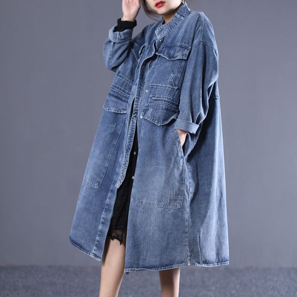2019 female new autumn korean style plus plus size trench literary with large pocket long section white loose denim outerwear, Tan;black
2019 female new autumn korean style plus plus size trench literary with large pocket long section white loose denim outerwear, Tan;black