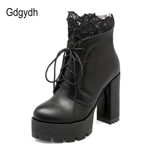 gdgydh 2019 autumn women lacing high female black platform heels spring short boots ladies shoes for party mx200324
gdgydh 2019 autumn women lacing high female black platform heels spring short boots ladies shoes for party mx200324
