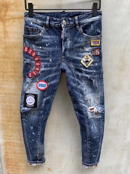 american retro hole jeans men's tide brand slim feet pants korean version of the trend of wild embroidery stitching long pants, Blue
american retro hole jeans men's tide brand slim feet pants korean version of the trend of wild embroidery stitching long pants, Blue